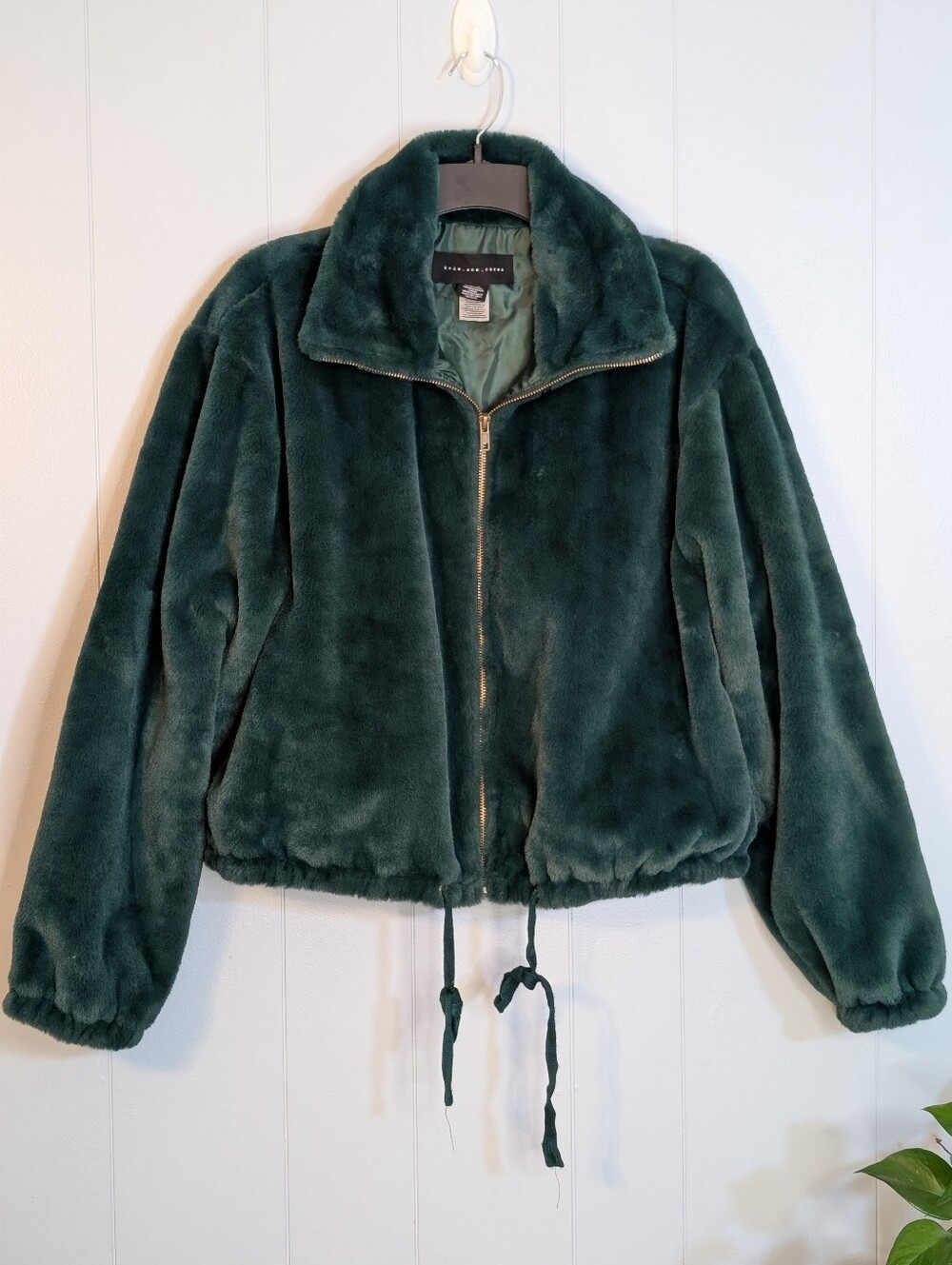 Victoria Secret Know One Cares Plush Forest Green Teddy Zip Jacket